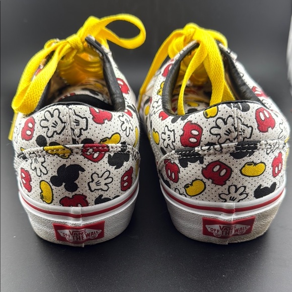 UNISEX Vans Disney Mickey Mouse Cartoon Print Sneakers with Yellow Laces - Picture 3 of 5